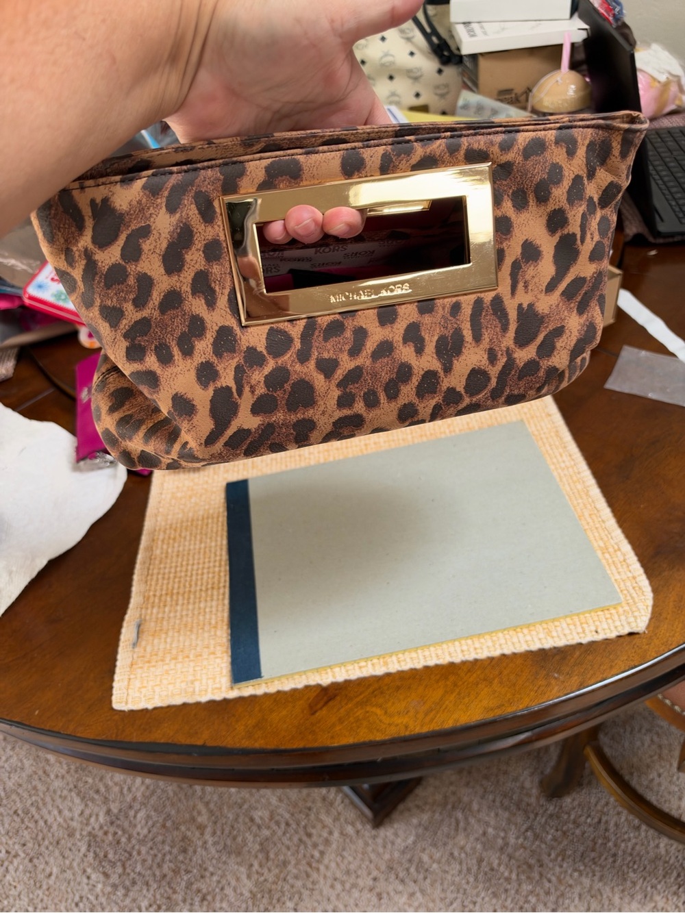 Michael Kors Berkley Leopard-Print Clutch